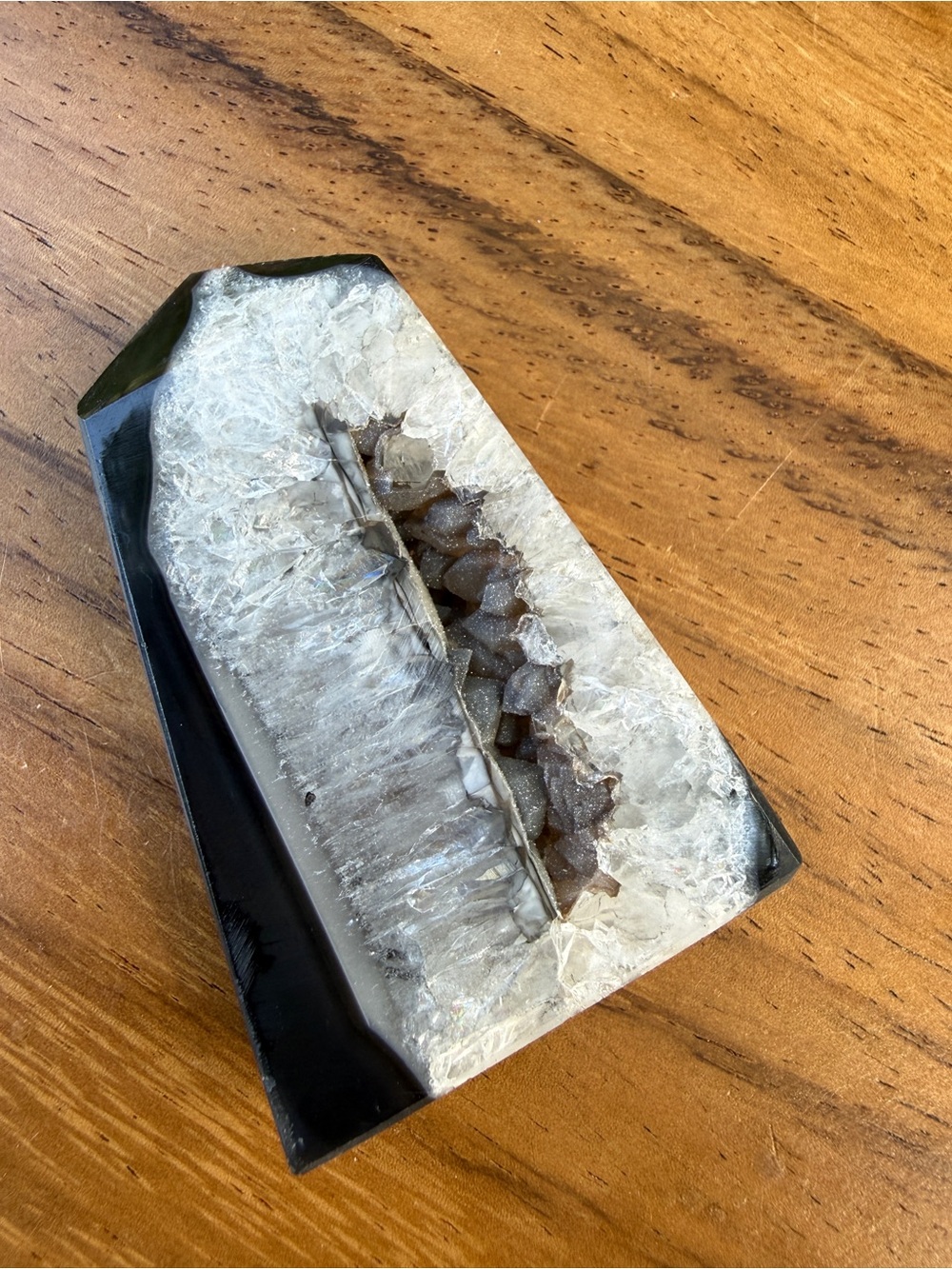 Natural White and Black Agate Slice Home Accent